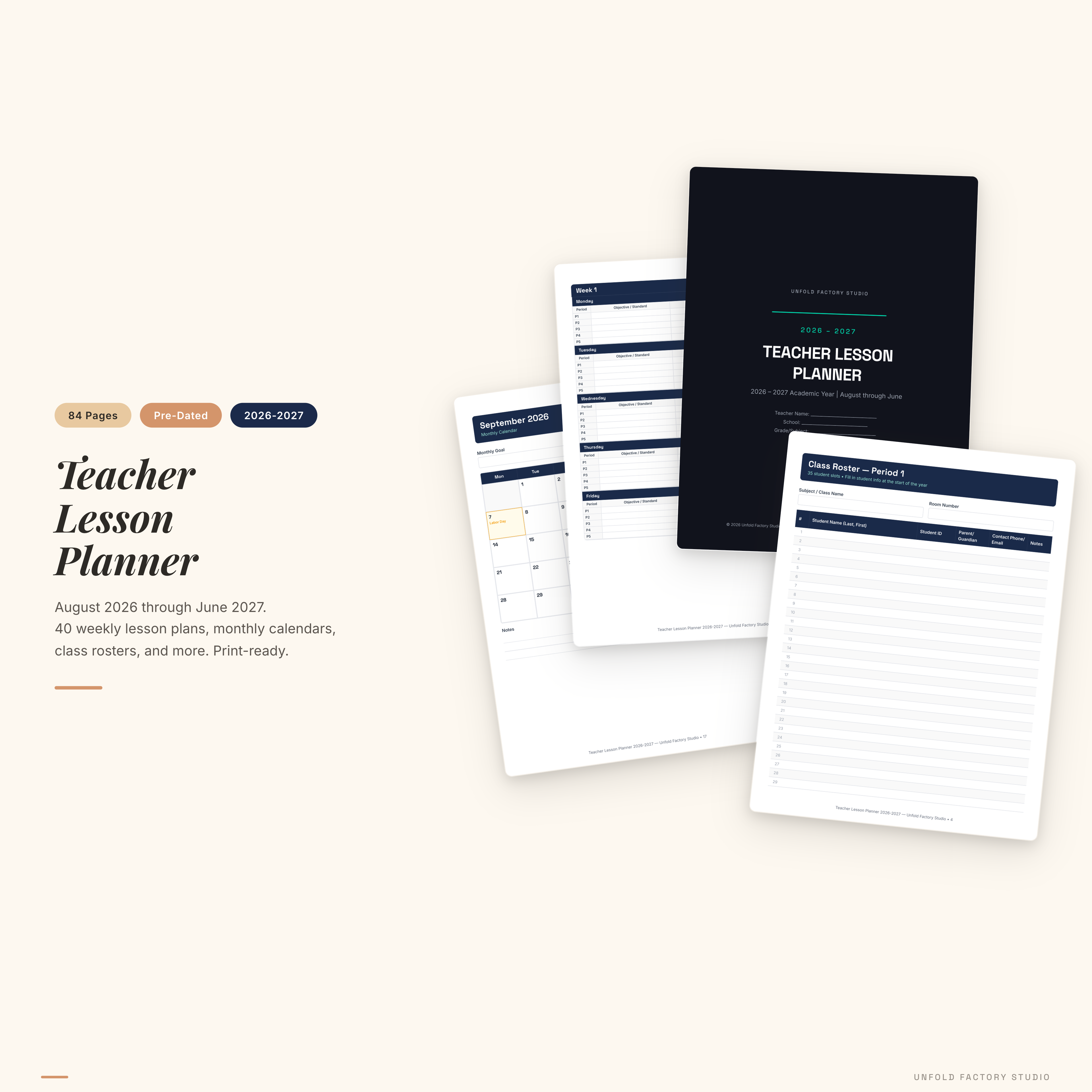 Teacher Lesson Planner 2026-27