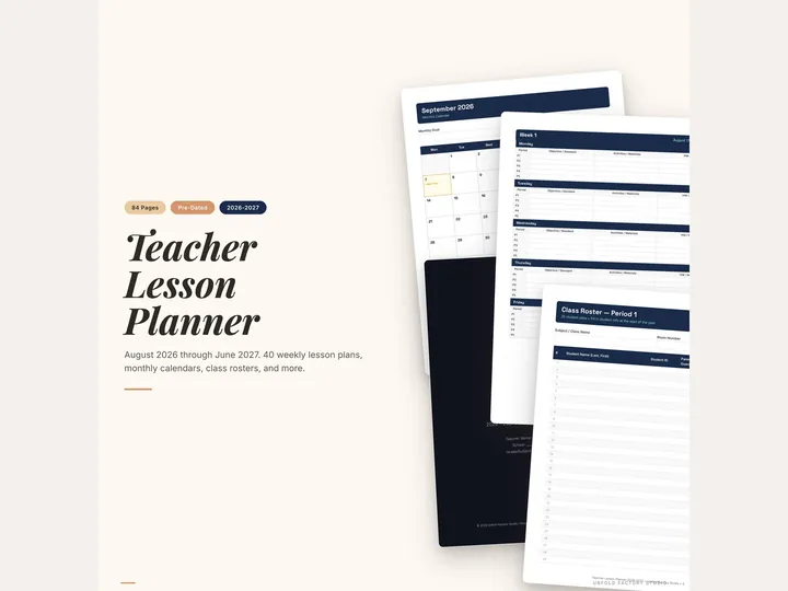 2026-27 Teacher Lesson Planner